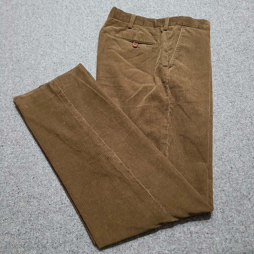 Polo Ralph Lauren Pants Men 34x34 Brown Corduroy Straight Trousers Grandpa Retro